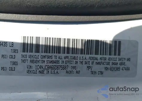 2016 Jeep Compass Sport z USA, uszkodzony, nr VIN 1C4NJCBA6GD675607